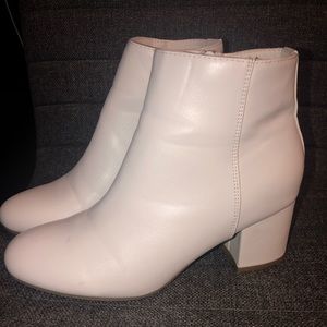 White heeled booties